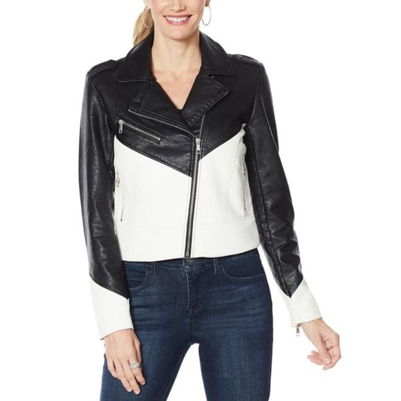 Skinnygirl Jackets & Blazers - Skinnygirl Phenomenal Black White Moto Jacket